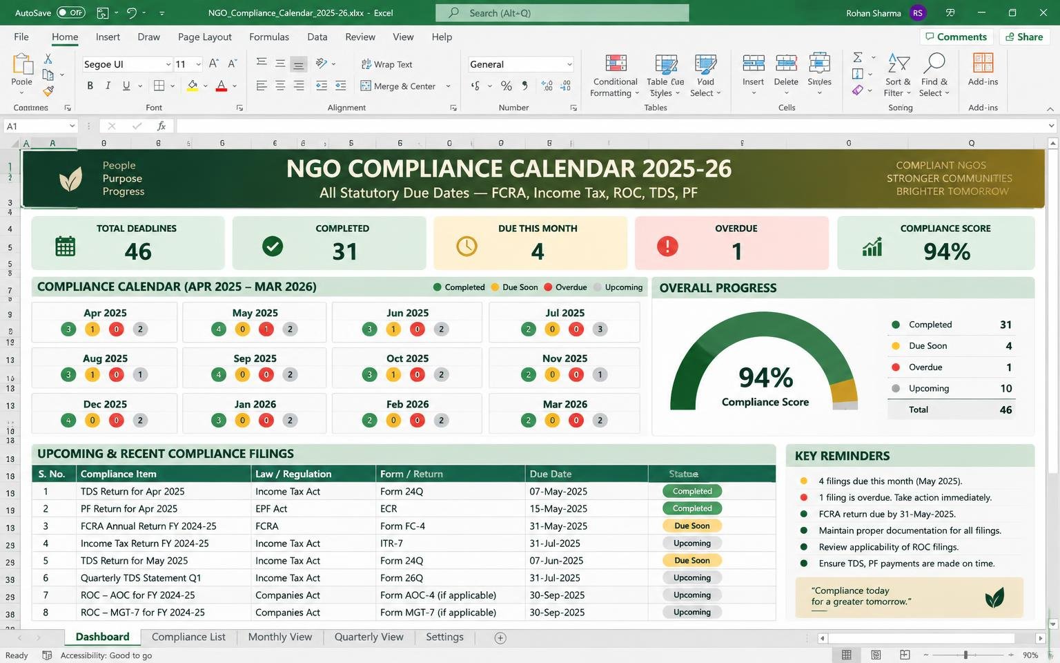 Compliance Calendar 2025-26